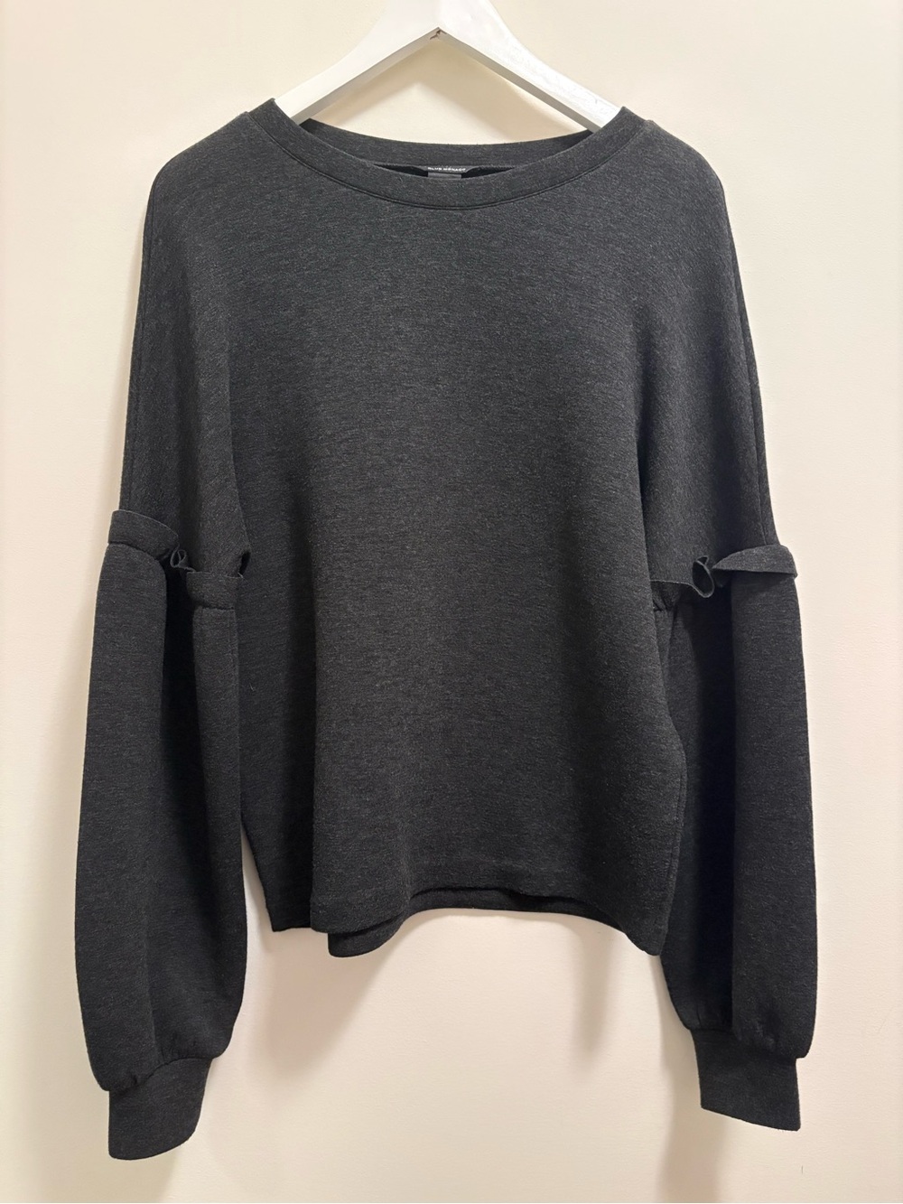 Club Monaco Dark Gray Women's Balooned Sleeve Sweatshirt Top